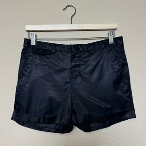 Converse shorts women 4 nylon blend satin shiny cuffed shorts black